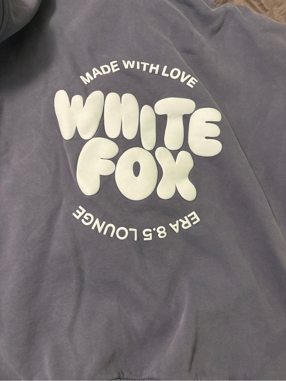 White Fox Women’s Hoodie Size M/L Volcanic Puffy Letters Oversized sweatshirt